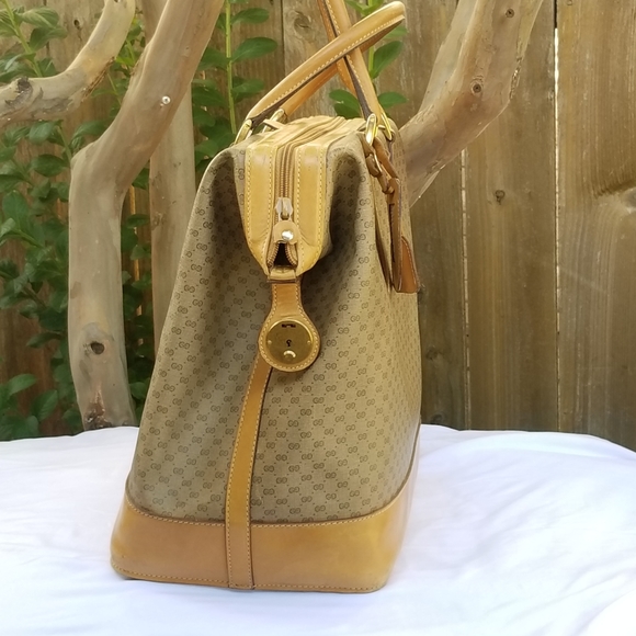 Vintage Gucci Overnight Weekender Travel Train case Boston bag - Picture 9 of 16